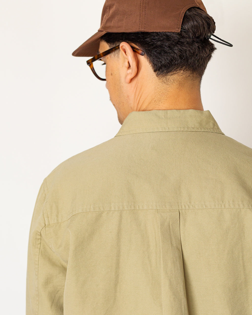 Patch Overshirt - Light Khaki Slub Linen