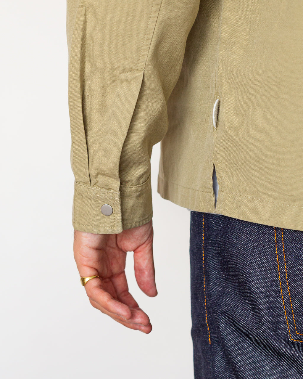 Patch Overshirt - Light Khaki Slub Linen