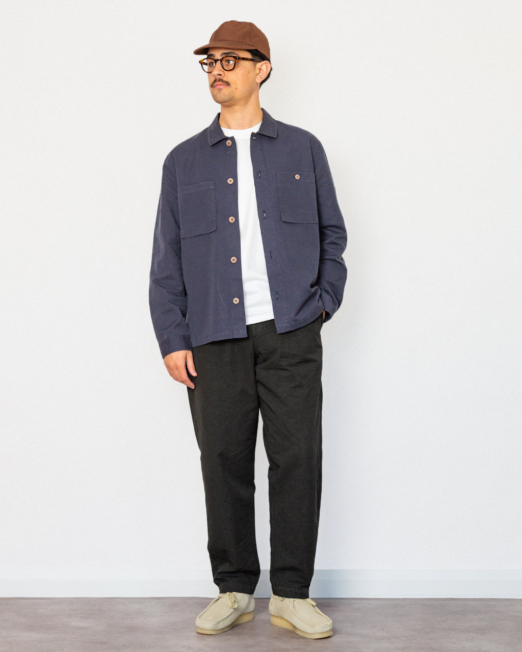 Patch Overshirt - Dark Navy Slub Linen