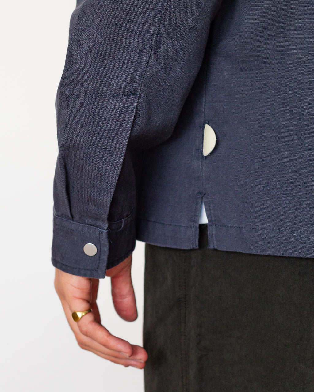 Patch Overshirt - Dark Navy Slub Linen