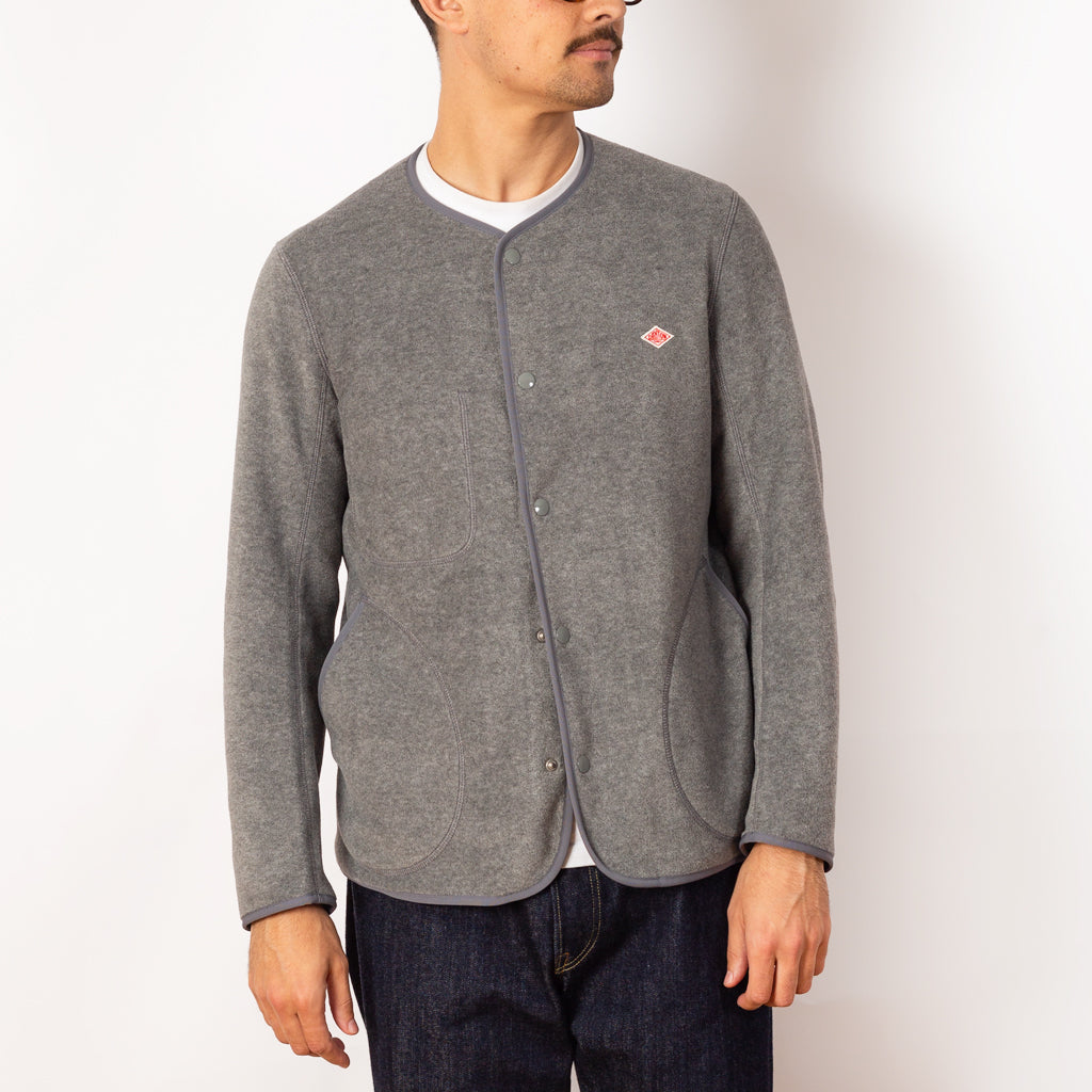 Fleece Collarless Jacket - Dark Grey | Danton | Peggs & son