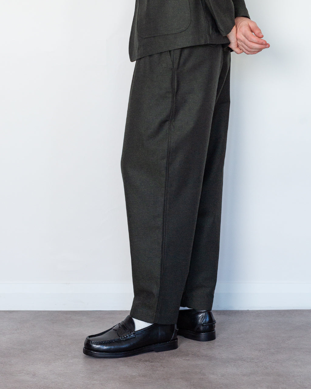Pleated Track Pant - Olive IT Tweed
