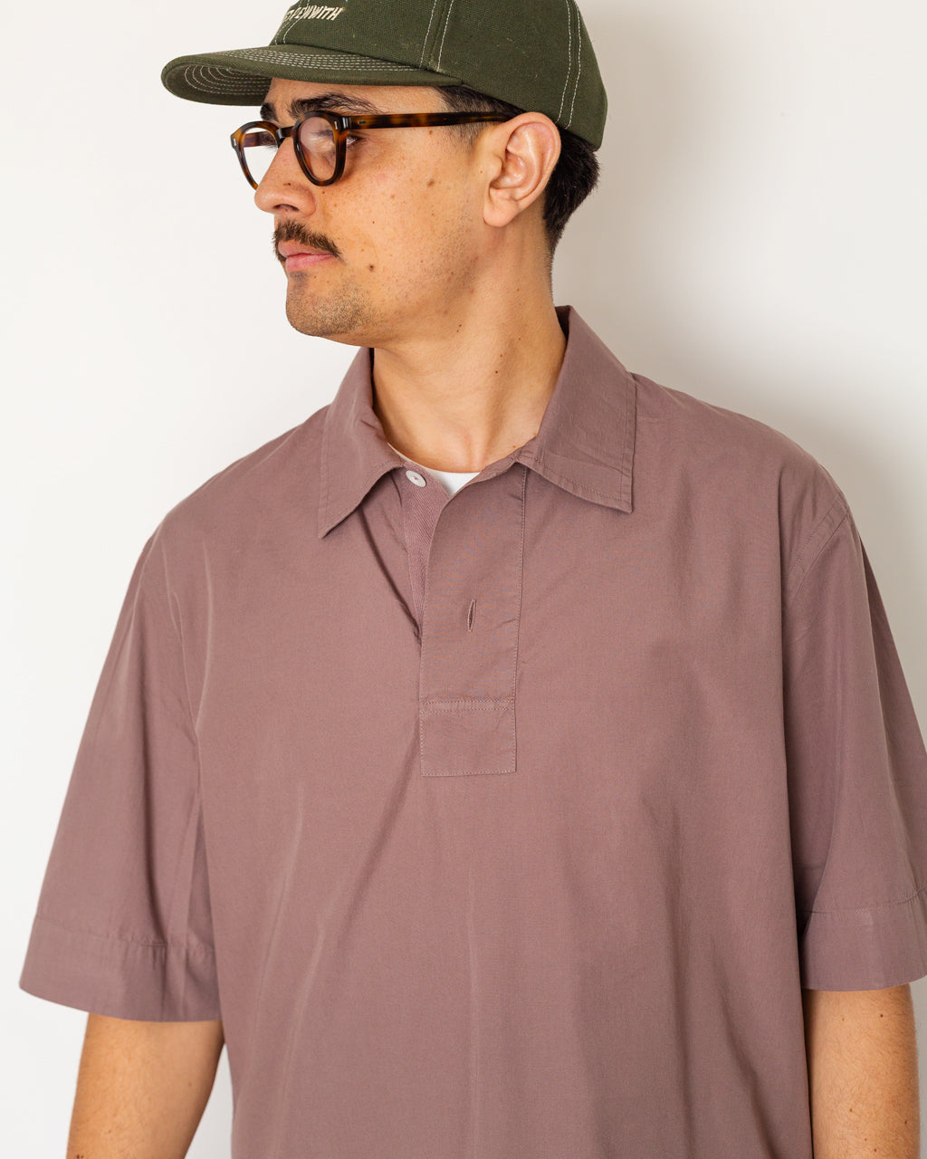 Offset Placket Polo - Mineral Pink | MHL By Margaret Howell Offset Placket Polo - Mineral Pink | MHL By Margaret Howell