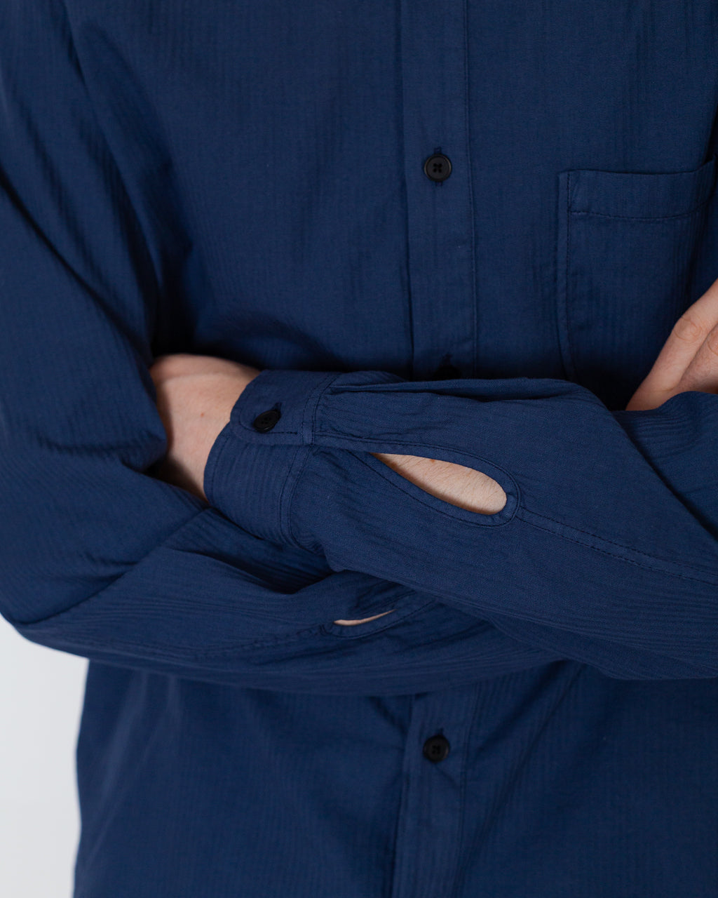 Herringbone Curve Shirt - Soft Navy