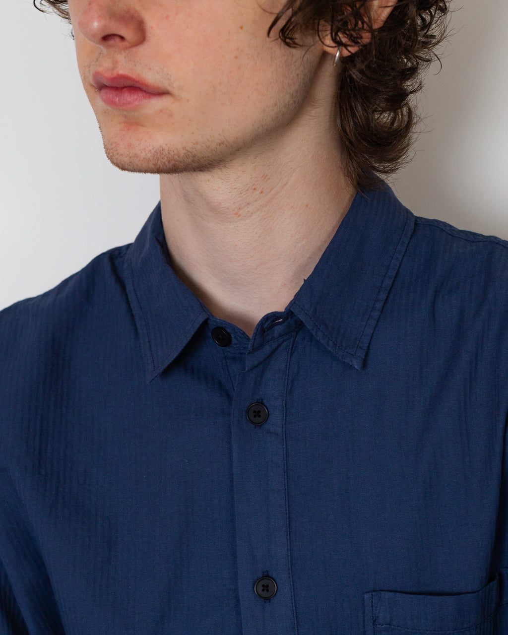 Herringbone Curve Shirt - Soft Navy
