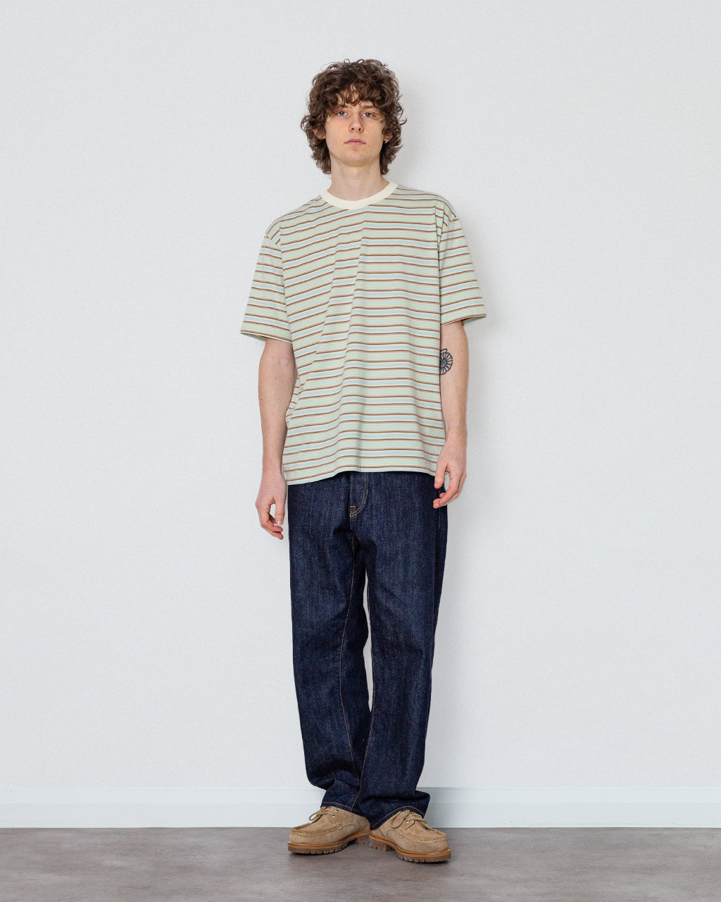 Gradient Stripe Jersey Tee - Faded Mint Stripe | Auralee | Peggs