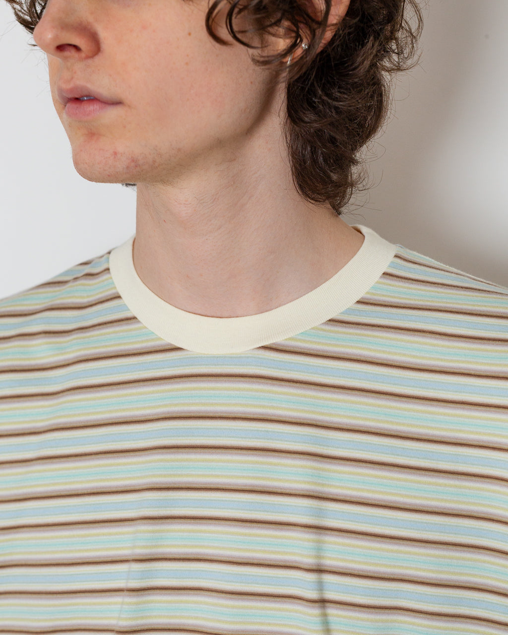 Gradient Stripe Jersey Tee - Faded Mint Stripe | Auralee | Peggs