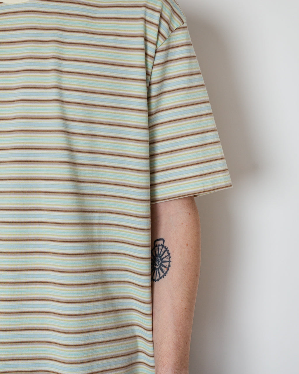 Gradient Stripe Jersey Tee - Faded Mint Stripe | Auralee | Peggs