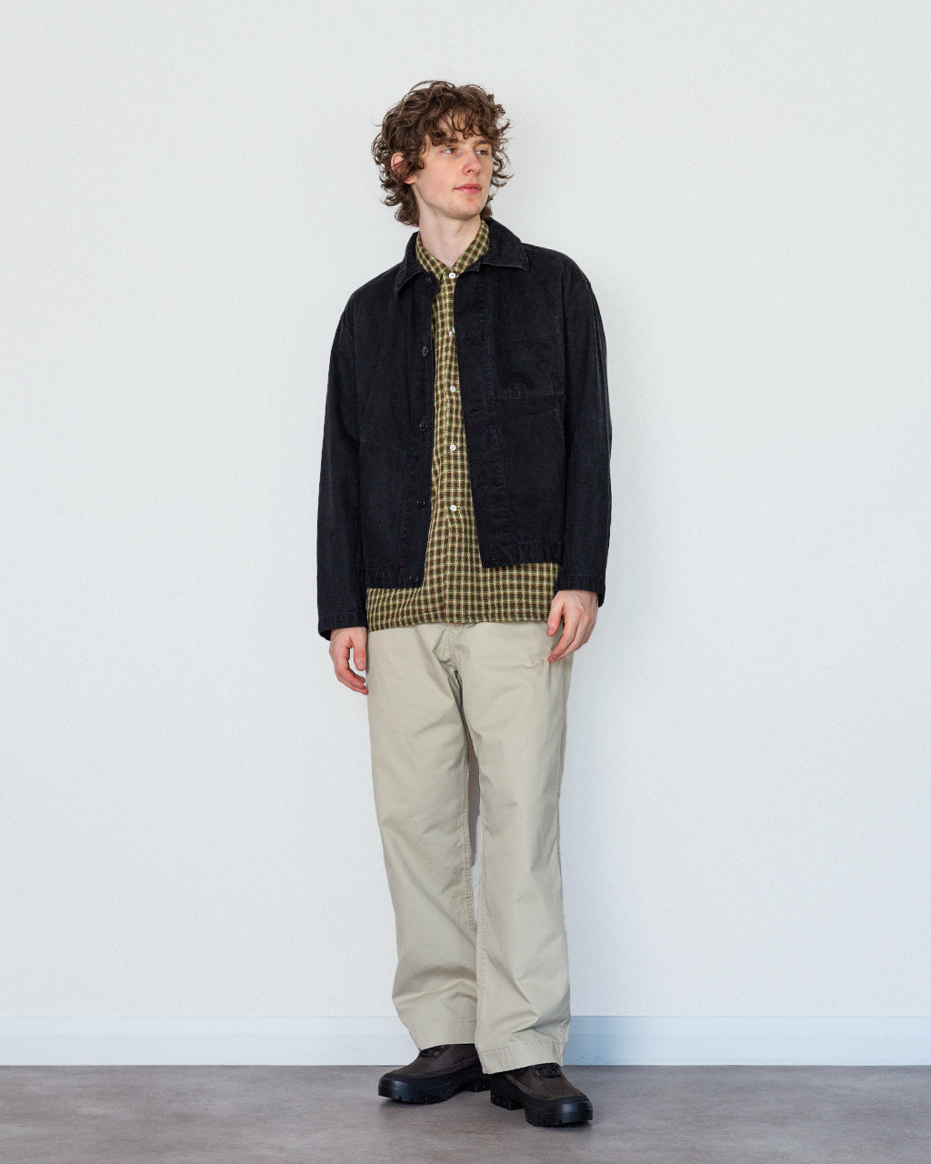 High Density Chino Cloth Wide Work Pants - Beige