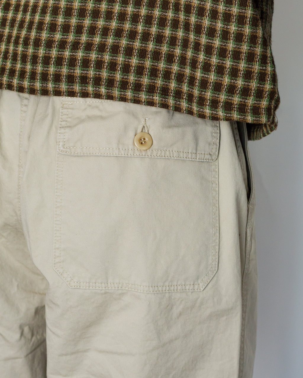 High Density Chino Cloth Wide Work Pants - Beige