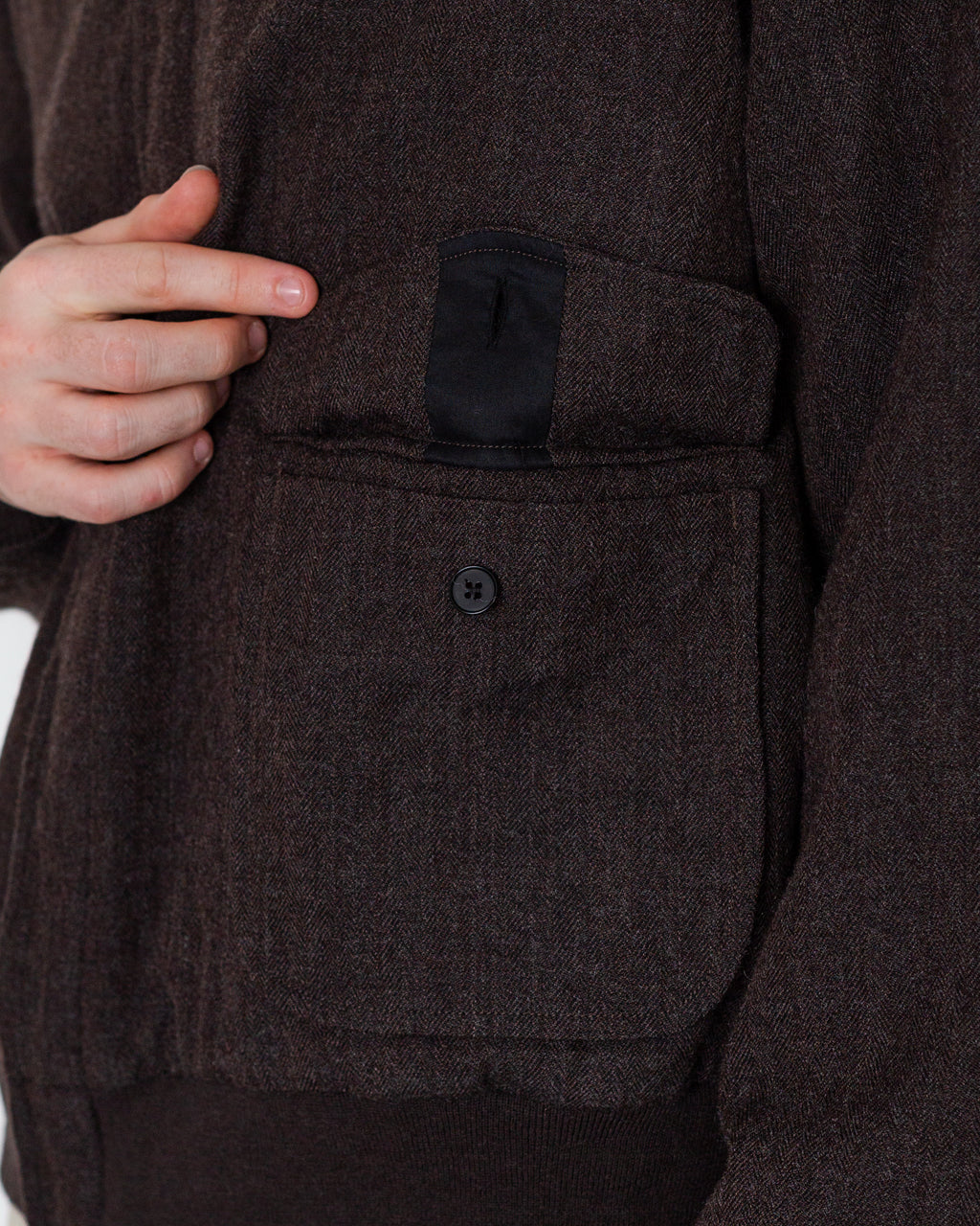 Wool Herringbone Flight Jacket - Top Brown