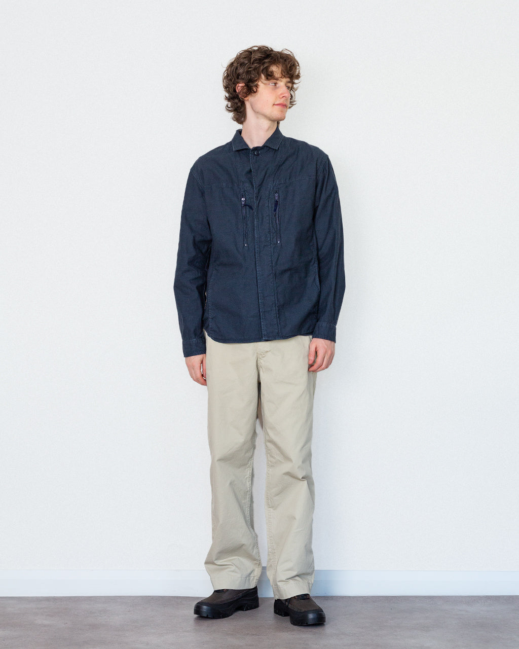 Back Satin F-1 Style Shirt Jacket - Navy