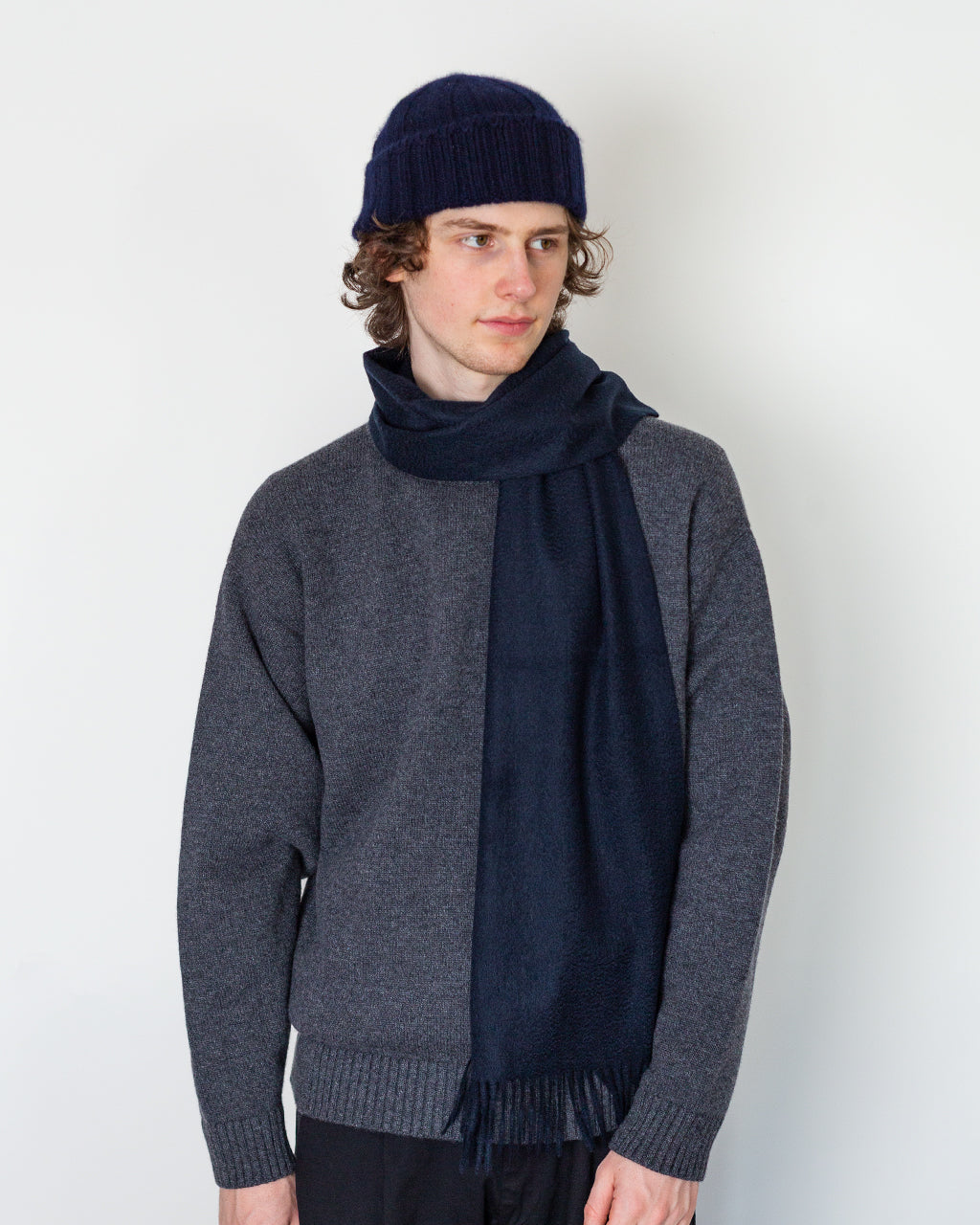Cashmere Scarf Solid - Navy