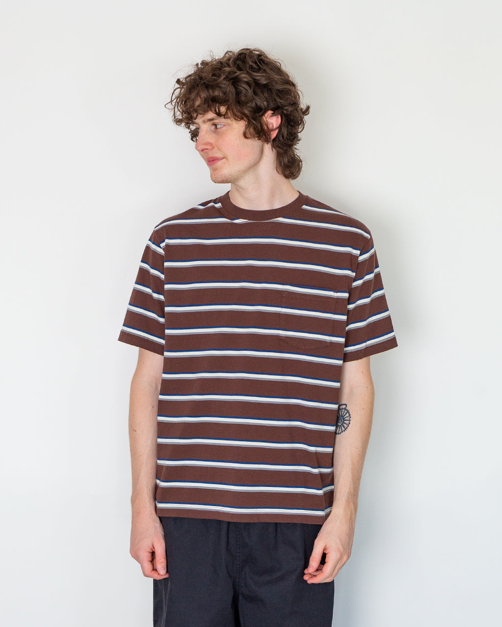 Pocket T-Shirt Multi Stripe - Brown
