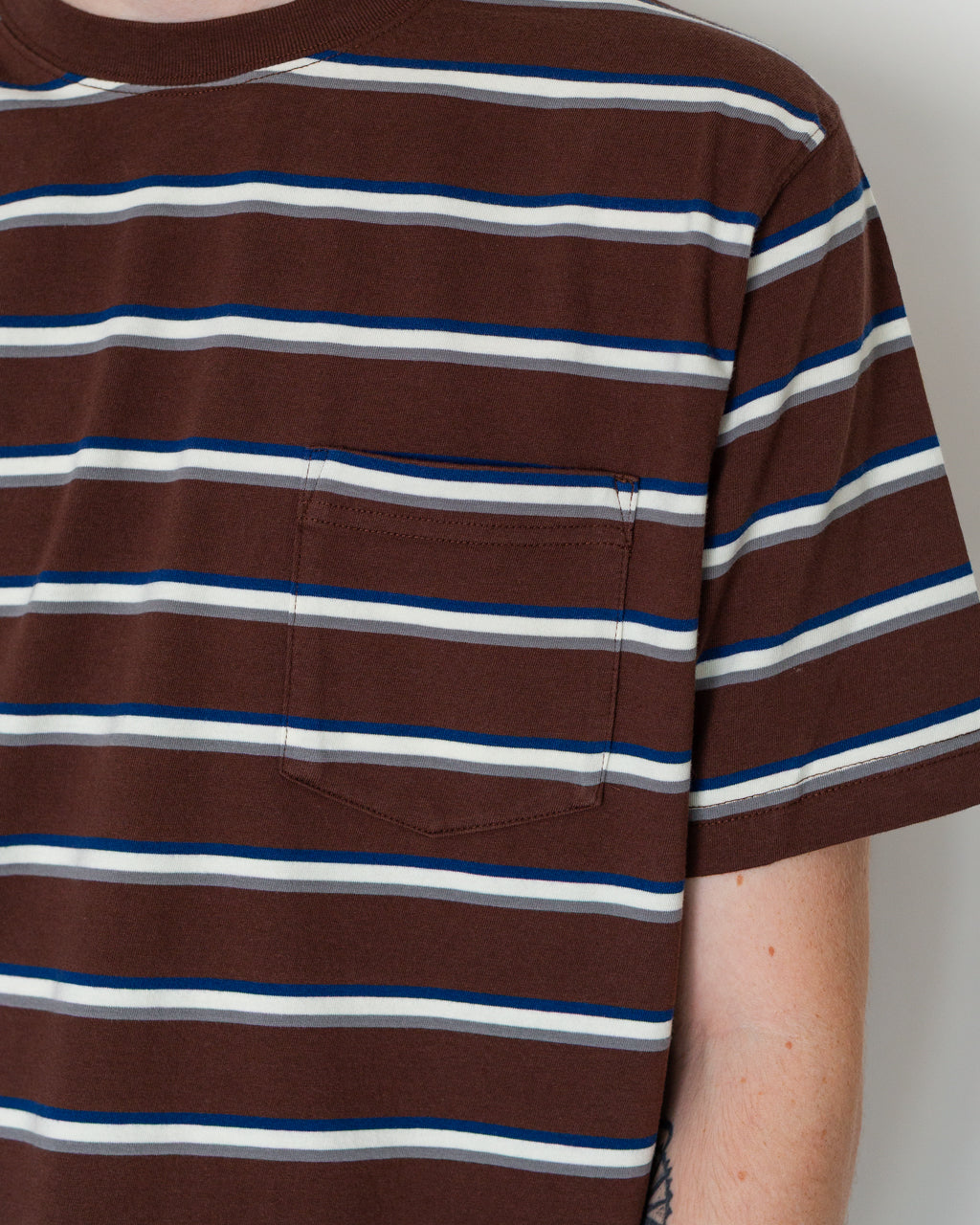 Pocket T-Shirt Multi Stripe - Brown