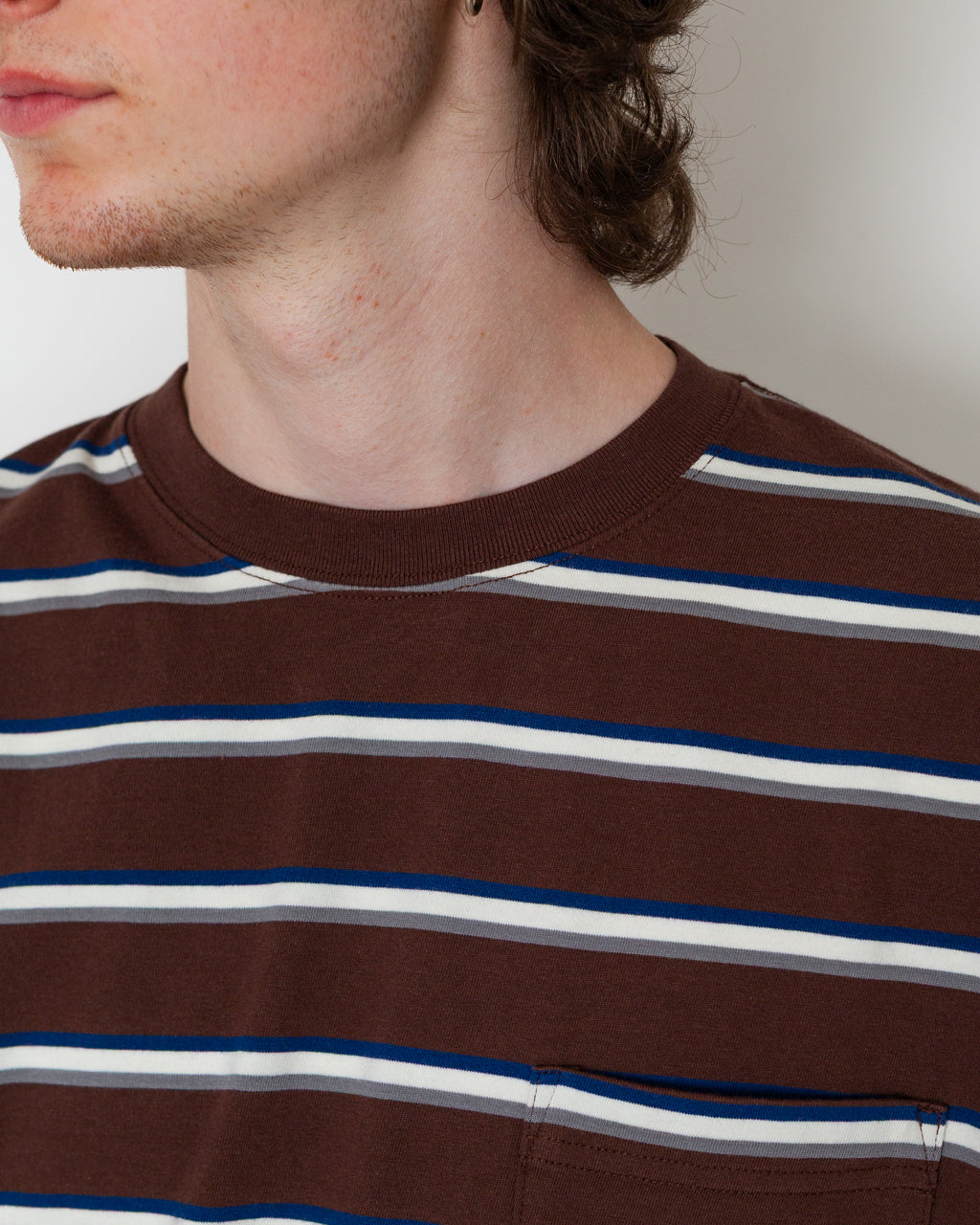 Pocket T-Shirt Multi Stripe - Brown