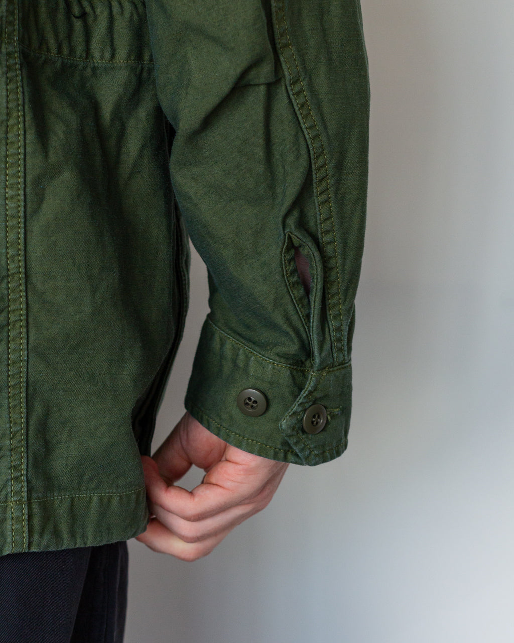 Back Satin M-47 Style Jacket - Olive