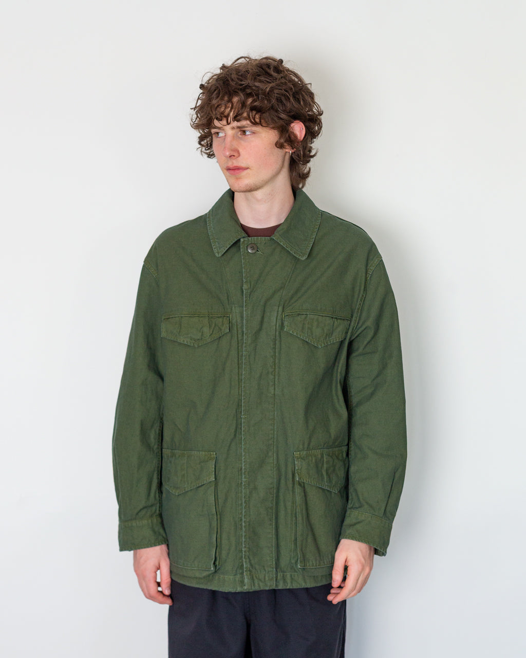 Back Satin M-47 Style Jacket - Olive | Sage De Cret | Peggs & son.