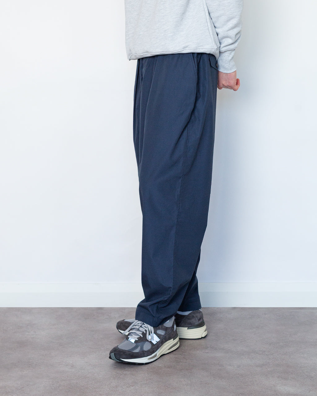 Recycled Poly Tech Pleated Track Pant - Navy