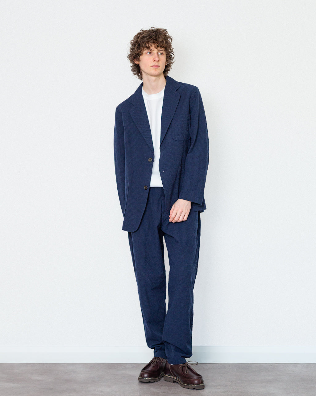 Two Button Jacket Derby Stripe - Navy