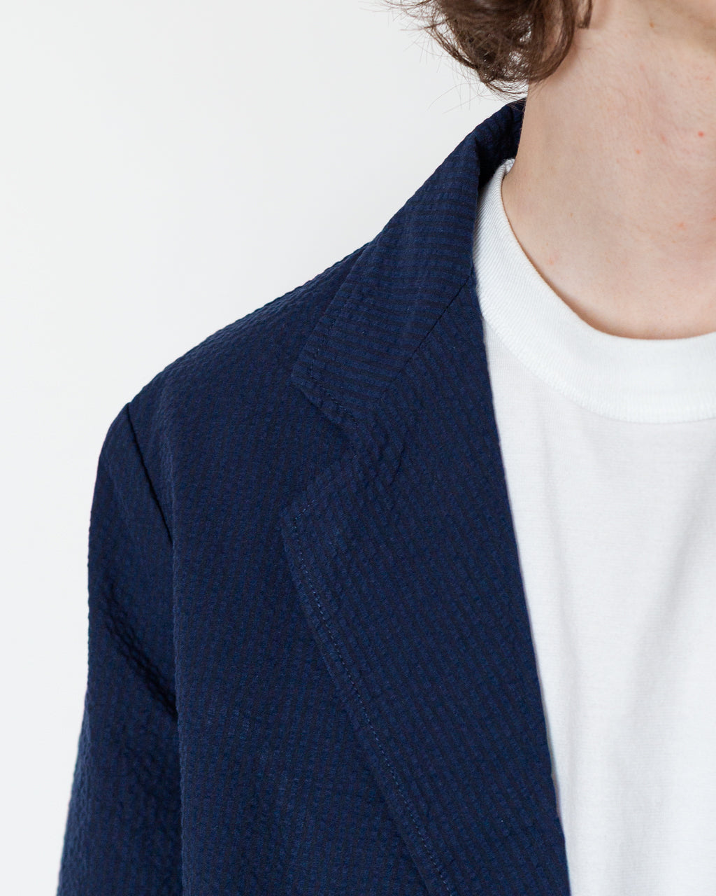 Two Button Jacket Derby Stripe - Navy