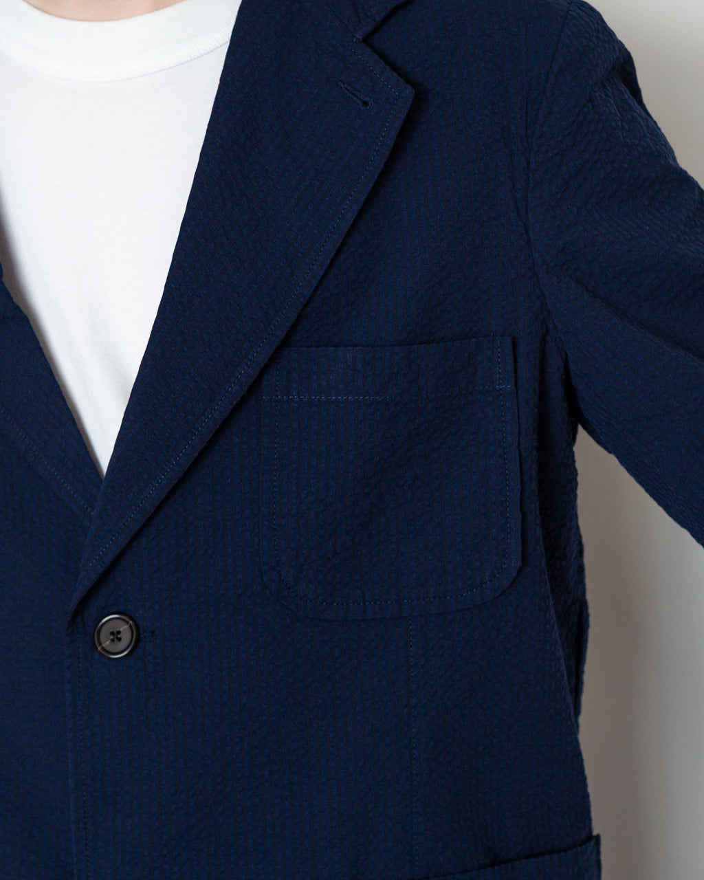 Two Button Jacket Derby Stripe - Navy