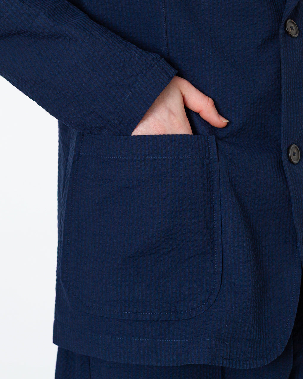 Two Button Jacket Derby Stripe - Navy