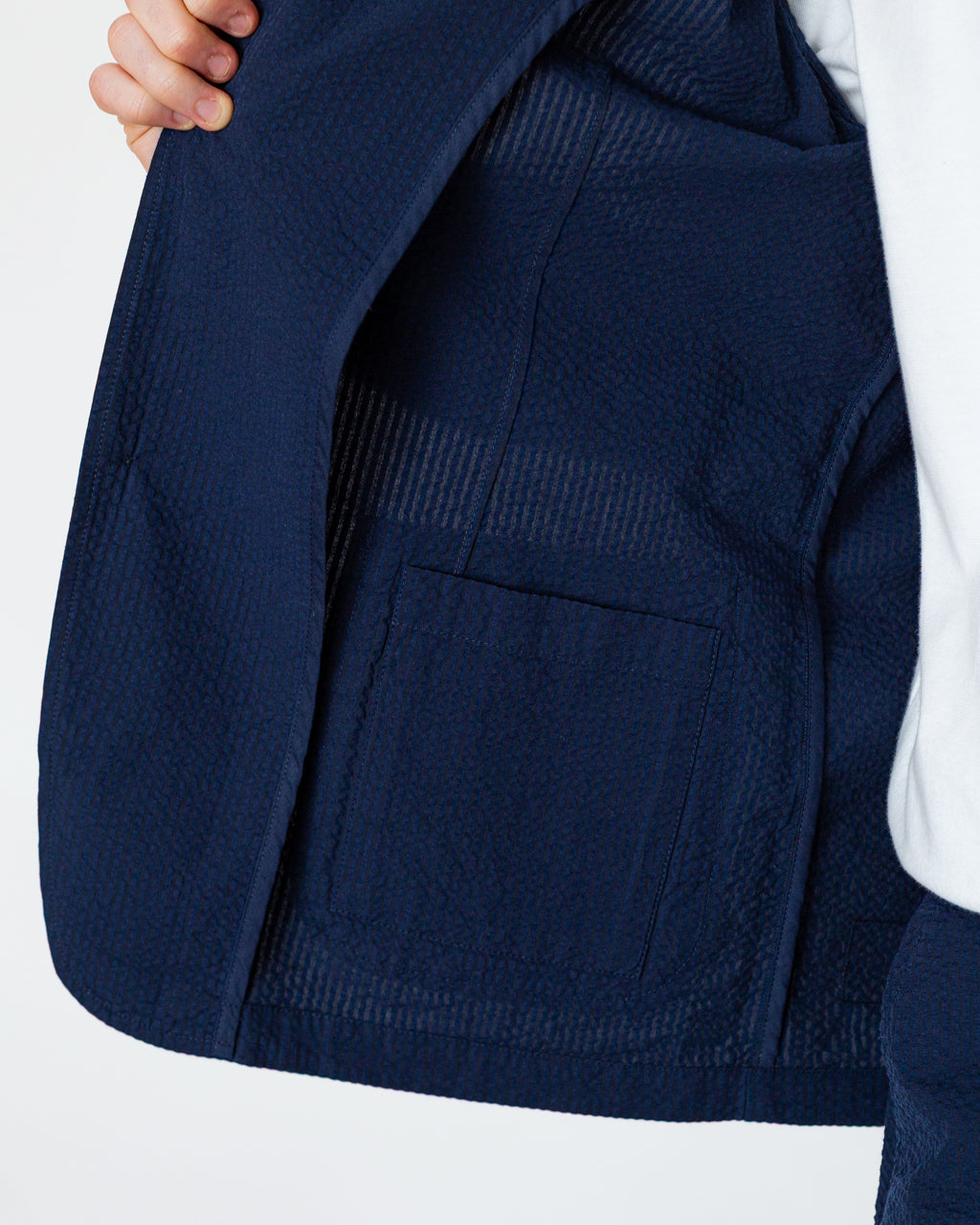 Two Button Jacket Derby Stripe - Navy