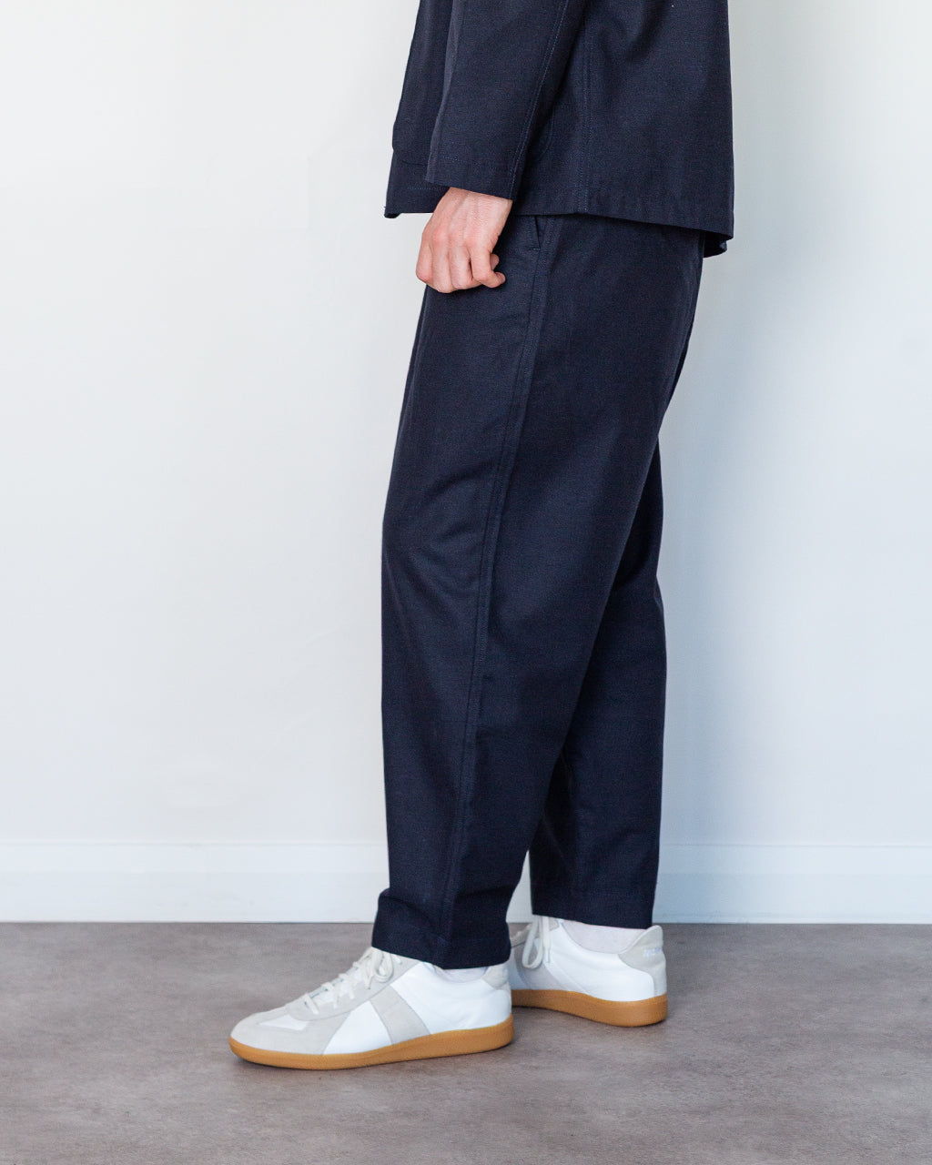 Pleated Track Pant - Navy IT Tweed
