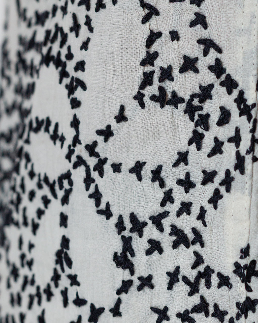 Road Shirt - Ecru Black Kantha Flower