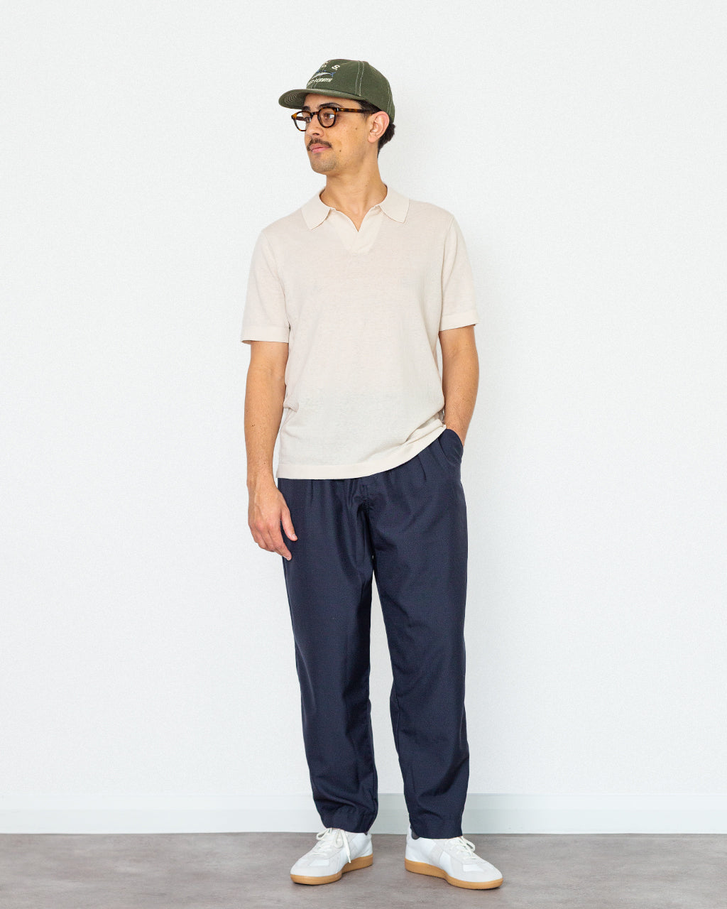 Pleated Track Pant - Tropical Suiting Navy