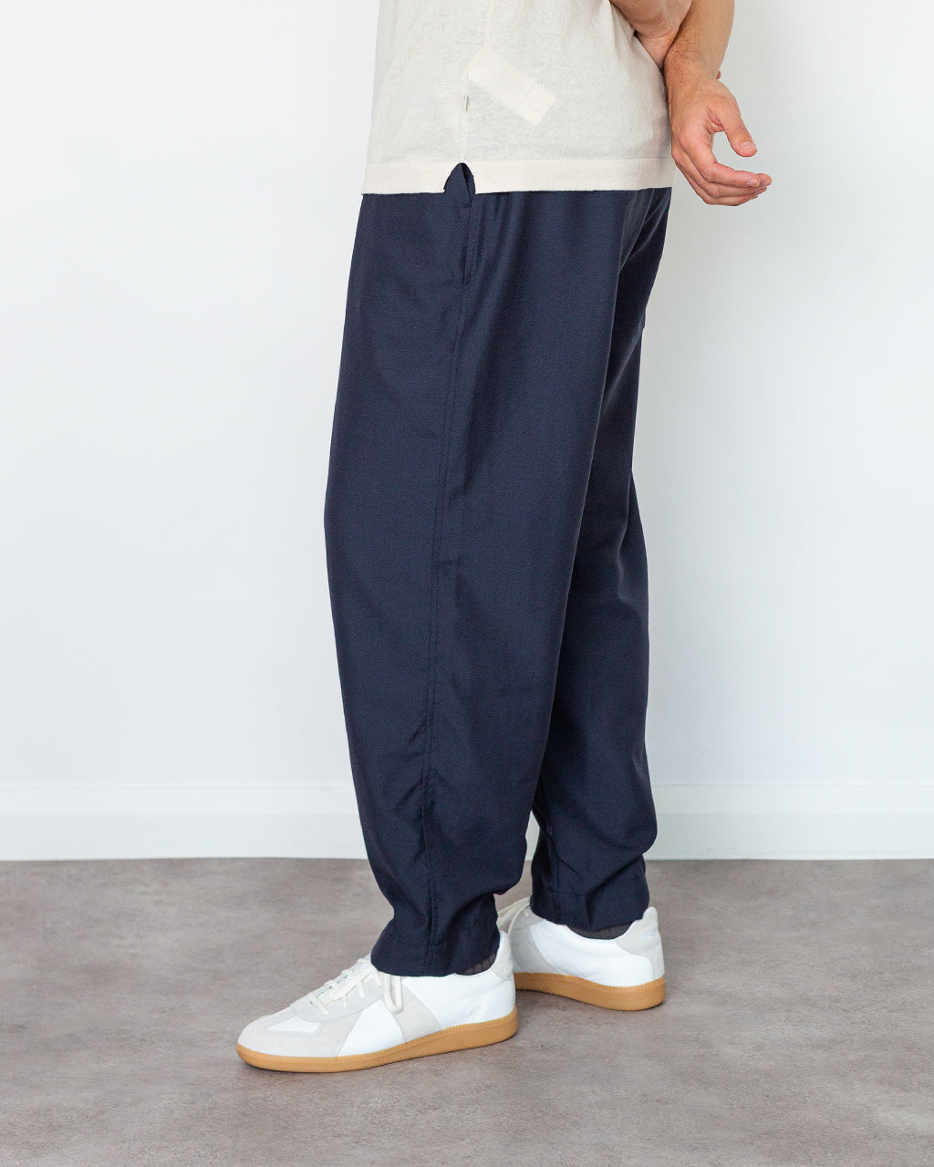 Pleated Track Pant - Tropical Suiting Navy | Universal Works