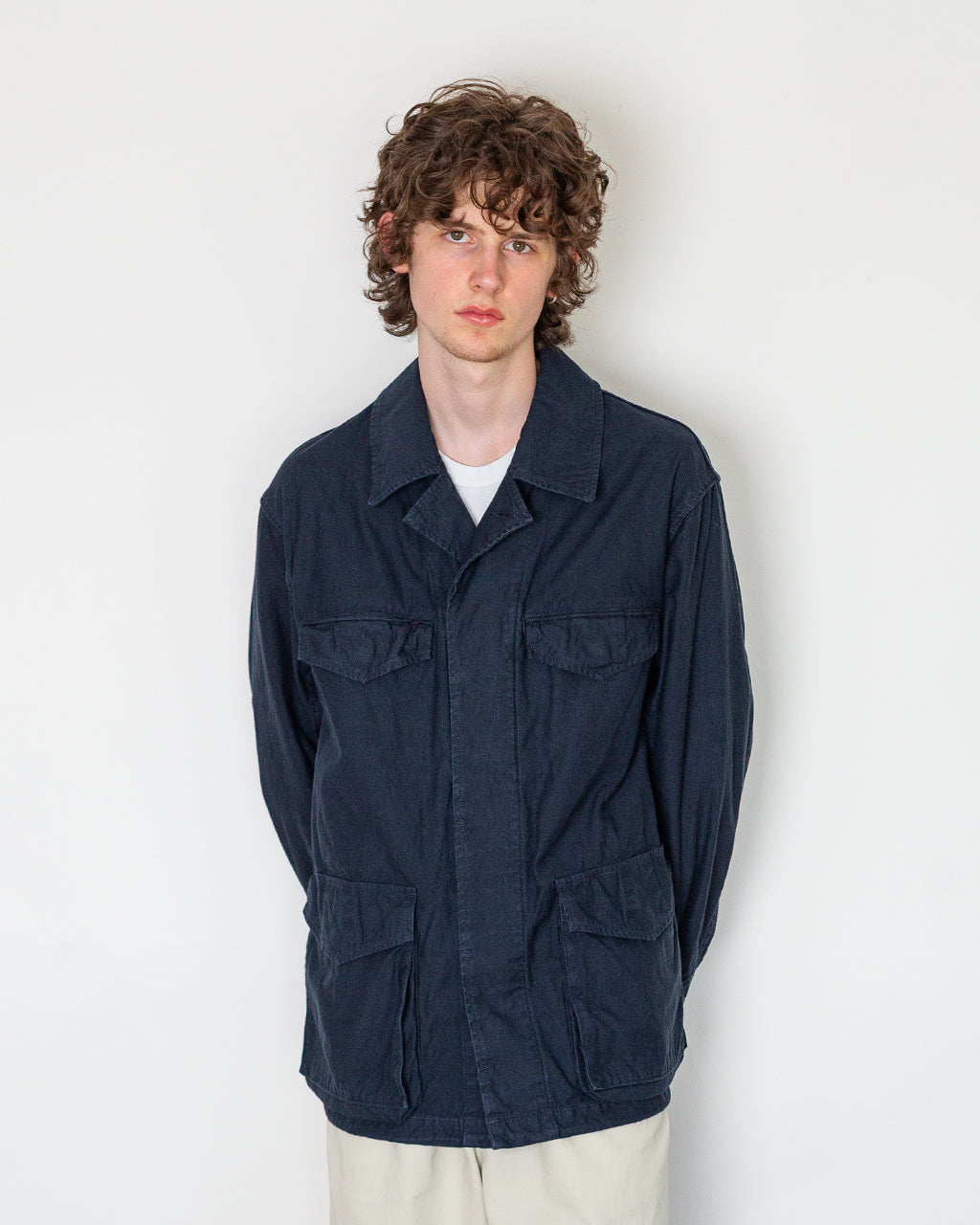 Back Satin M-47 Style Jacket - Navy