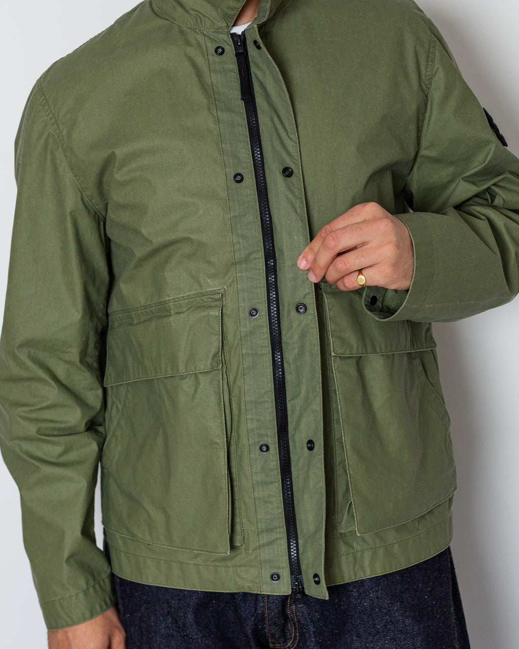 Short Collar Jacket - V005G Military Green