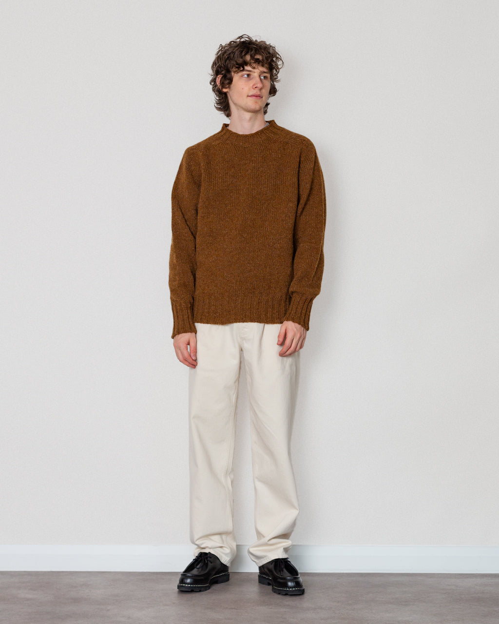 CHUNKY SEAMLESS CREW NECK - Cinnamon