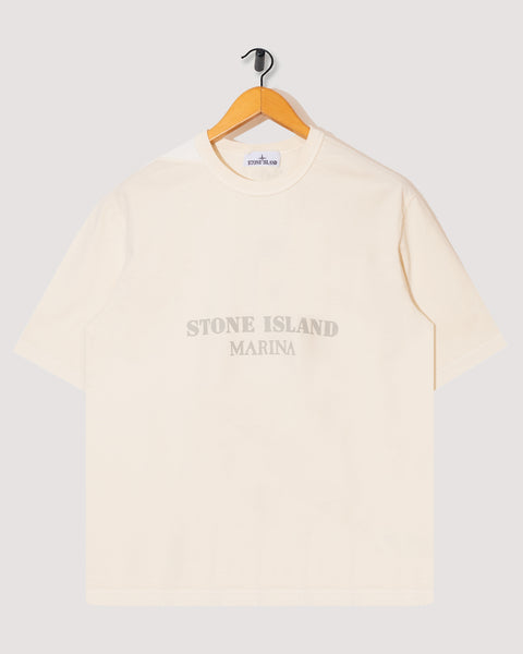 Stencil T-Shirt - V0093 Ivory | Stone Island Marina | Peggs & son.