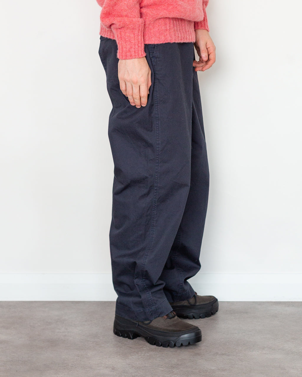 High Density Chino Cloth Wide Work Pants - Navy
