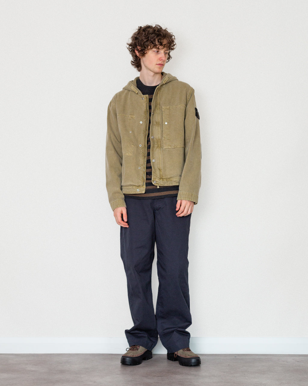 Mineral Dyed Cotton Gabardine Jacket  - Military Green V005G