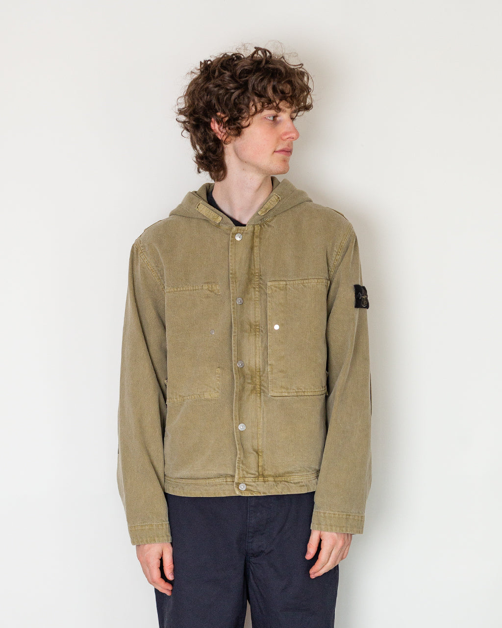 Mineral Dyed Cotton Gabardine Jacket  - Military Green V005G
