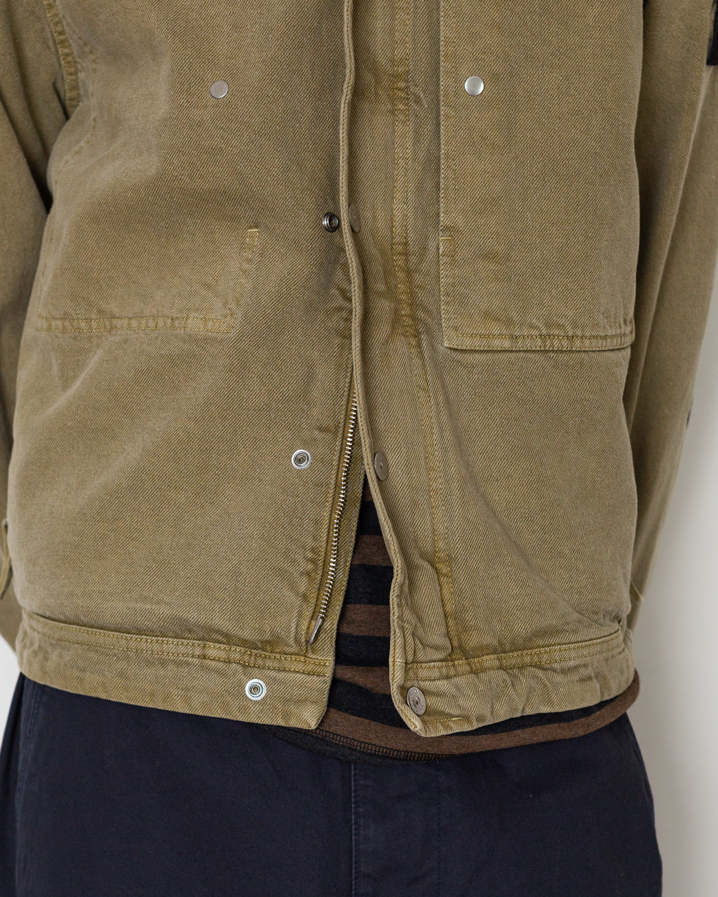 Mineral Dyed Cotton Gabardine Jacket  - Military Green V005G