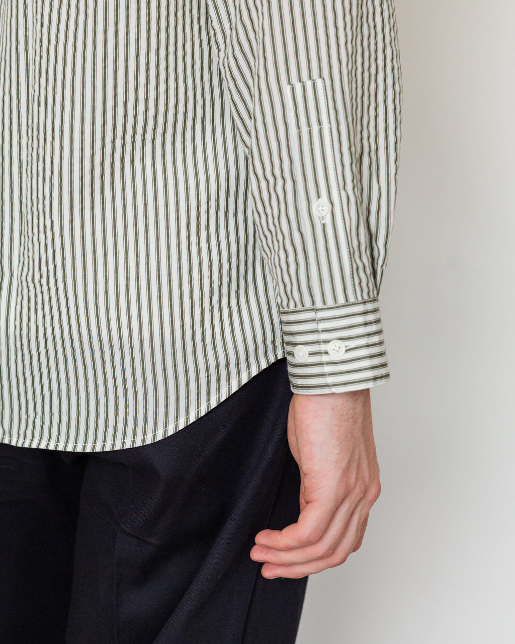 Curtis Shirt - Green White Stripe