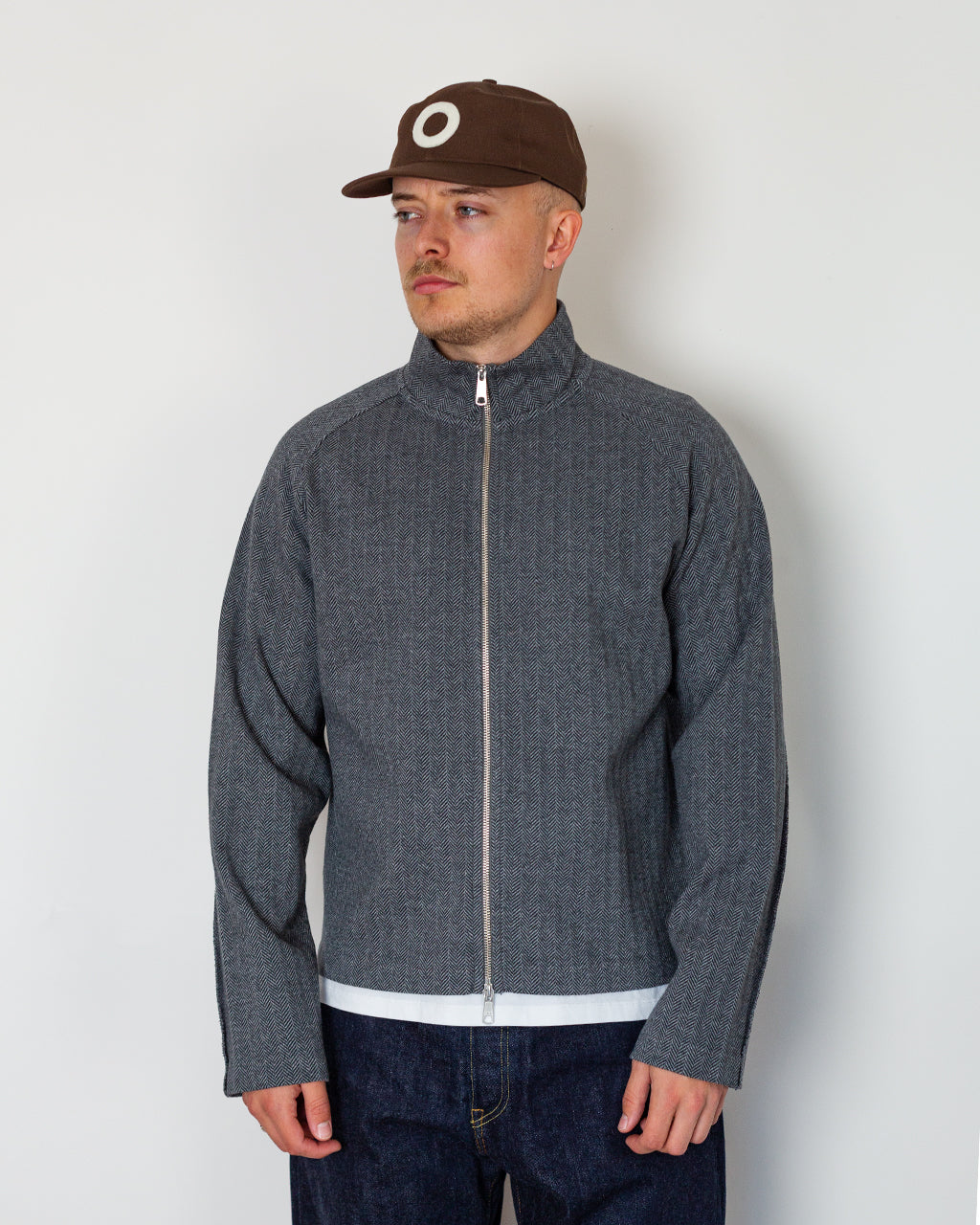 Leisure Zip - Grey Herringbone