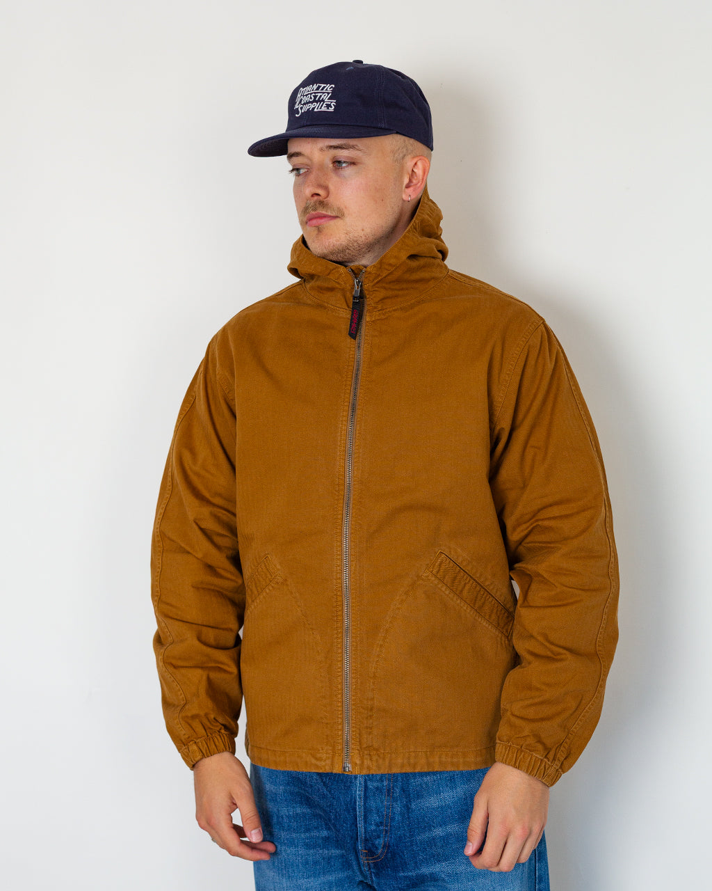 Herringbone Hooded Jacket - Umber