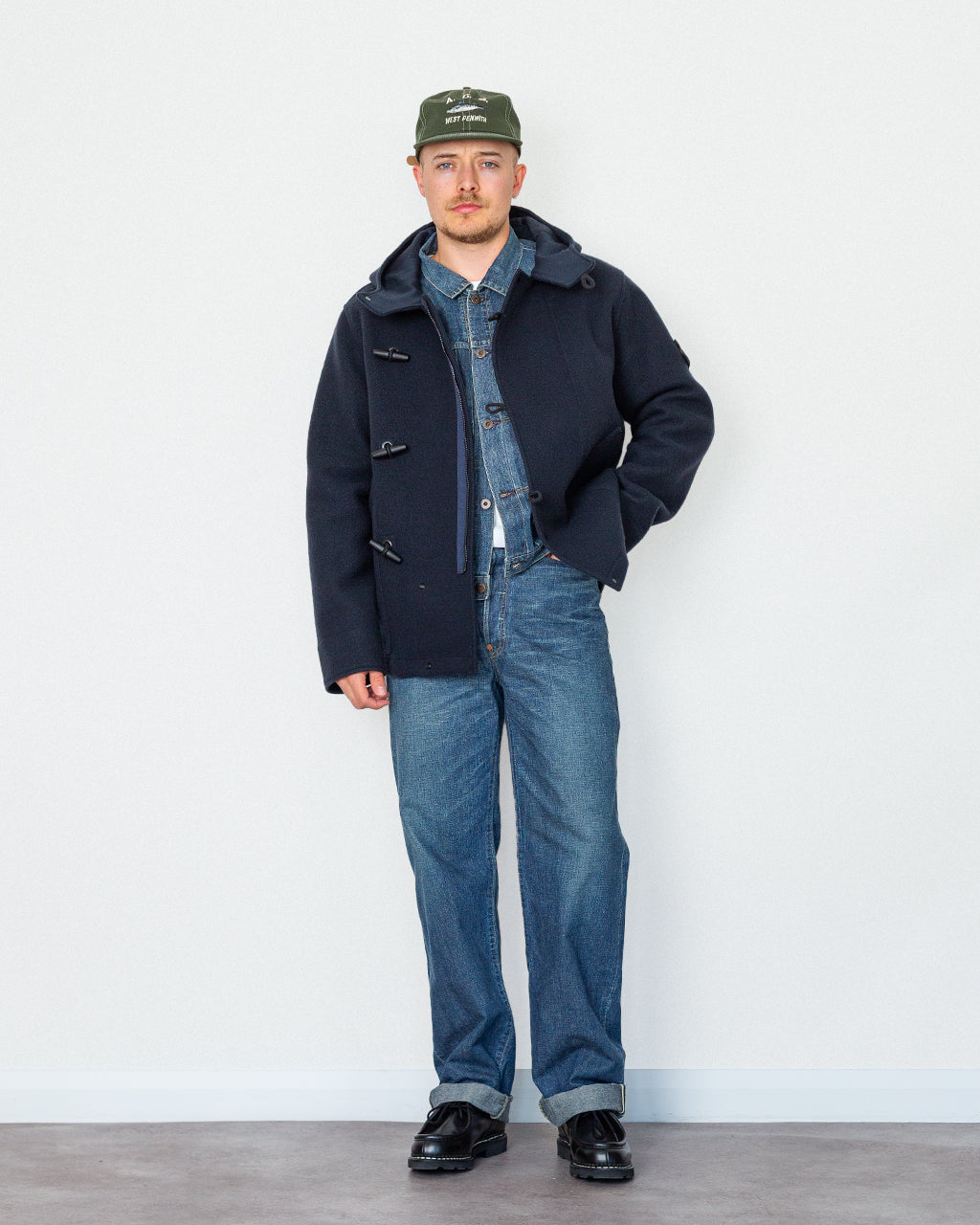 Melton Wool Short Parka - Navy Blue V0020