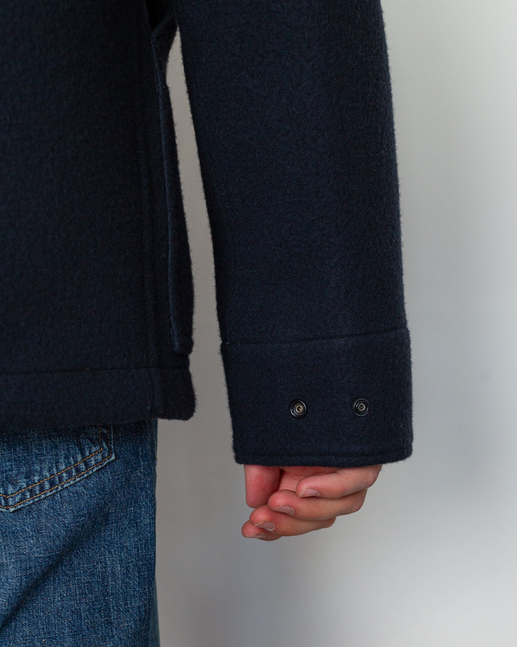 Melton Wool Short Parka - Navy Blue V0020