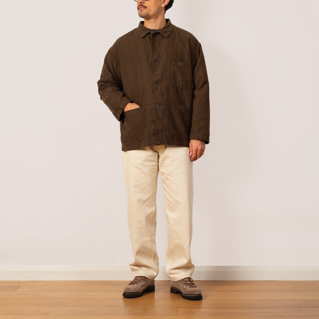 Relax Fit Simple Work Jacket - Coffee Brown