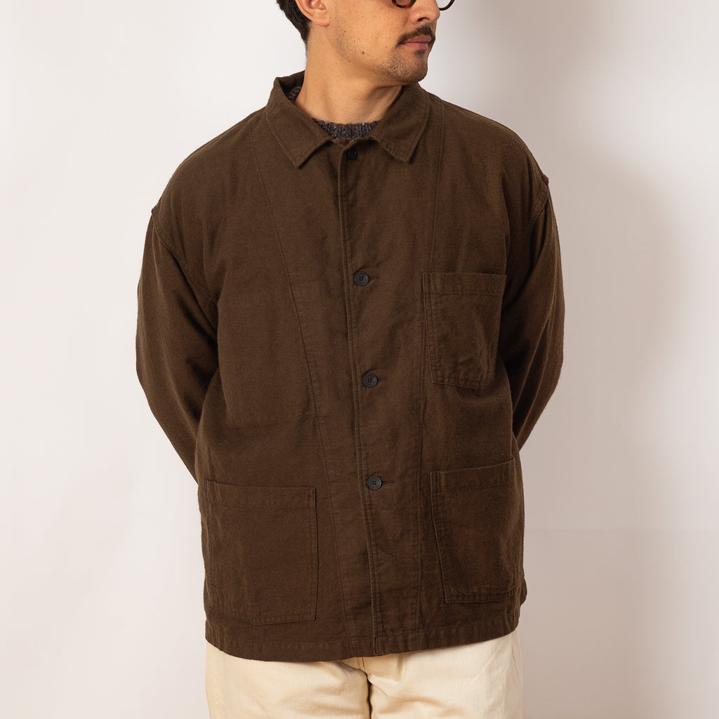 Relax Fit Simple Work Jacket - Coffee Brown