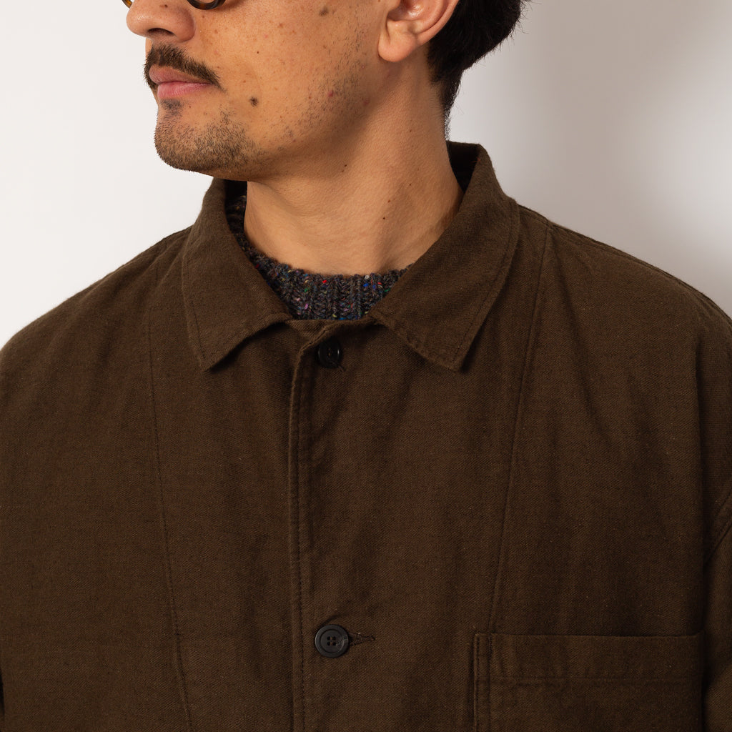 Relax Fit Simple Work Jacket - Coffee Brown