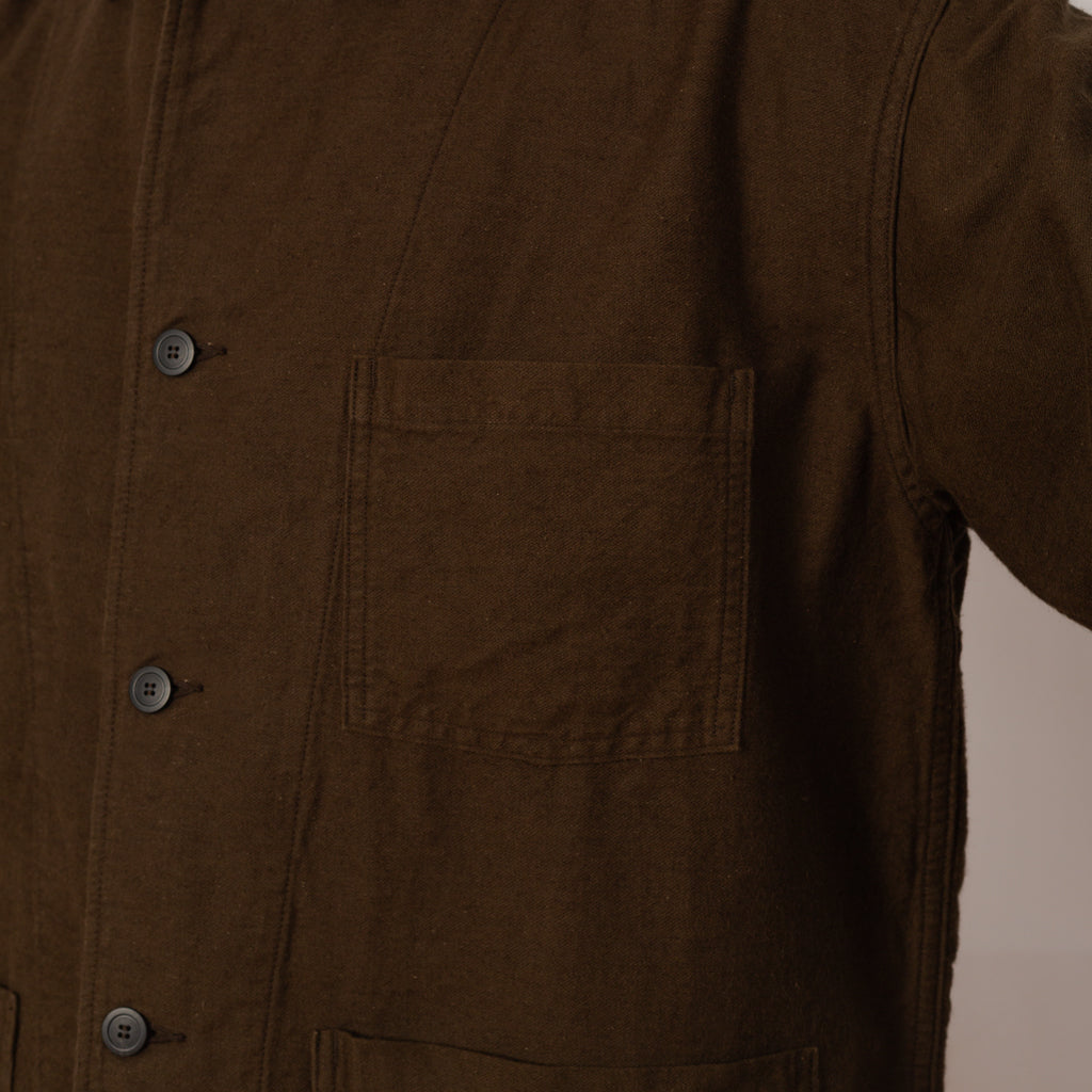 Relax Fit Simple Work Jacket - Coffee Brown