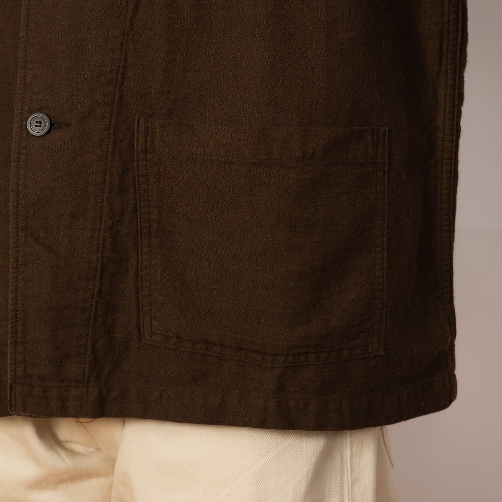 Relax Fit Simple Work Jacket - Coffee Brown